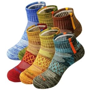 Men's Multicolor Moisture Wicking  Ankle Socks - 6 Pack